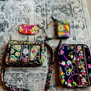 Vera Bradley Purse, iPad case, Wristlet Wallet and mini card/ coin /ID holder.